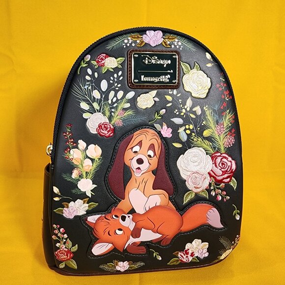 Loungefly Disney The Fox and The Hound Copper & Todd Floral Mini Backpack NEW - Picture 2 of 13
